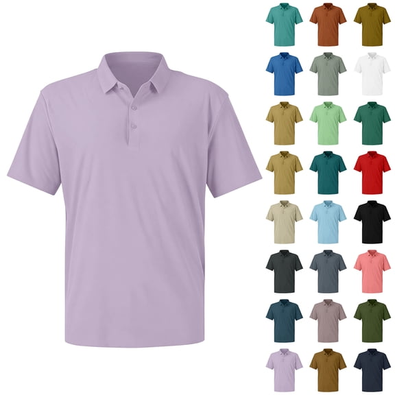 Men's Polo Shirts Golf Quick Dry Collared Moisture Wicking Short Sleeve Athletic Performance Shirts, L