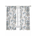 thumbnail image 2 of Sheer Curtains 72 Inches Long, Blue Tan Flower Light Filtering Window Curtains for Living Room, Abstract Vintage Ethnic Tribal Boho Rod Pocket Voile Sheer Curtain Drapes, 52"W x 72"L, 2 Panels, 2 of 8