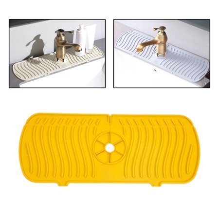 Silicone Absorbent Pads Reusable Foldable Washable Countertop Protector Sink Mat Sink for RV Farmhouse Countertop Yellow