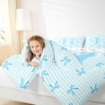 thumbnail image 3 of Manfei Kids Blue Letter Monogrammed H Twin Comforter Sets 3-Piece,Cartoon Bowknot Stripes Bedding Set for Teens Girls,Breathable Home Decor, 3 of 6