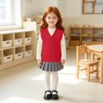 thumbnail image 5 of AUDeals Kids Cable Knit Sweater Vest, Crochet V Neck Sleeveless Pullover, Cotton School Uniform Waistcoat, Loose Fit Lightweight Sweater (Wine, 1-2 Years), 5 of 6