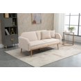 thumbnail image 1 of Accent Sofa, Convertible Loveseat Sofa Couch with 5 Rose Gold Metal Feet and 2 Pillows, Velvet Sleeper Sofa for Living Room Bedroom Apartment, Beige, 1 of 8