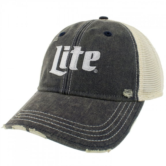 Miller Lite Logo Patch Distressed Adjustable Hat