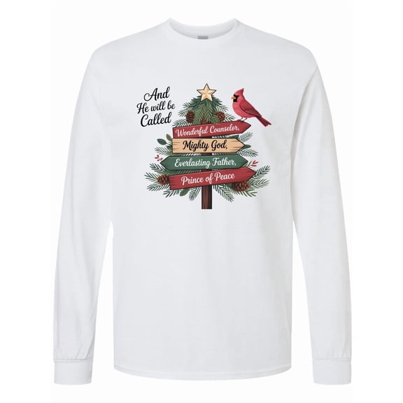 Inktastic Christian Christmas Tree with Red Cardinal Long Sleeve T-Shirt