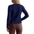 thumbnail image 4 of INSPIRE CHIC Women's Cable Knit Cardigan Crew Neck Long Sleeve Button Up Open Front Large Blue, 4 of 6