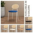 thumbnail image 5 of LeisureMod Velvet Dining Chair Armless Rattan Back Side Chair Modern Accent Chair Comfortable Padded Seat Kitchen Chair with Powder-Coated Stainless Steel Base Euston Collection in Navy Blue, 5 of 11