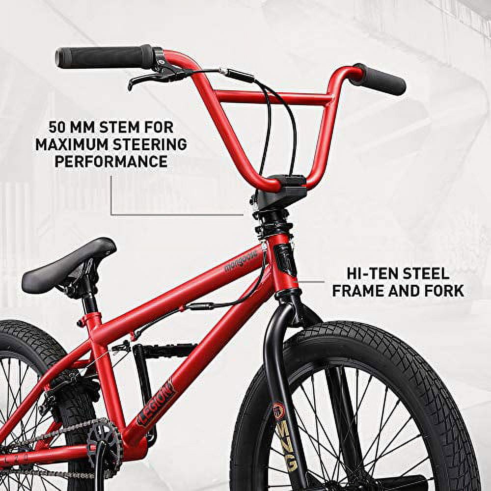 Mongoose Legion L20 Freestyle BMX Bike Line for Beginner Level to Advanced Riders Steel Frame 20 Inch Wheels Red Walmart