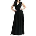 thumbnail image 6 of UPPADA Womens 2026 formal Evening Gowns Maxi Dress Cocktail Party V Neck Sleeveless Wedding Guest Long Elegant Dress Pleated Loose Dresses Black,M, 6 of 6