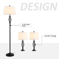 thumbnail image 4 of HOMCOM 3 Piece Floor Lamps with Rounded Base and Steel Pole, Black and White, 4 of 9