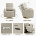 thumbnail image 4 of Spruce & Spring Power Swivel Nursery Glider Recliners with Lumbar Pillow and Charging Port, Khaki, 4 of 9
