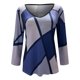 thumbnail image 4 of Camiseta holgada de manga larga con cuello en V geométrico a la moda para mujer Pompotops  gfhjh22587, 4 of 5