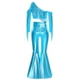 thumbnail image 6 of iiniim Girls Sparkly Dance Outfits Sequin Crop Top and Metallic Flare Pants Kids Hip Hop Disco Light Blue 6, 6 of 7