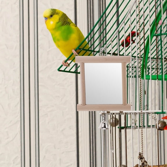 PENIKOKO Bird Cage Mirror For Canary Wooden Multi For Birds 1Set