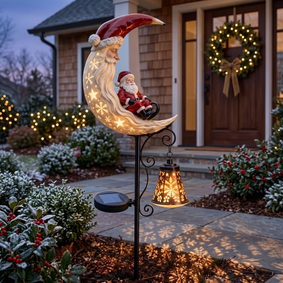 Solar Christmas Garden Stake Light, Santa Claus Moonlight Garden Light, Decorative Ground Light For Backyard Landscaping, Porch And Xmas Party Decor