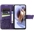 thumbnail image 5 of Wallet Case for Motorola Moto G51 5G, 3D Butterfly Flower PU Leather with Credit Card Slots Holder Magnetic Closure Folio Phone Cover Case for Motorola Moto G51 Rhinestone Deep Purple, 5 of 14