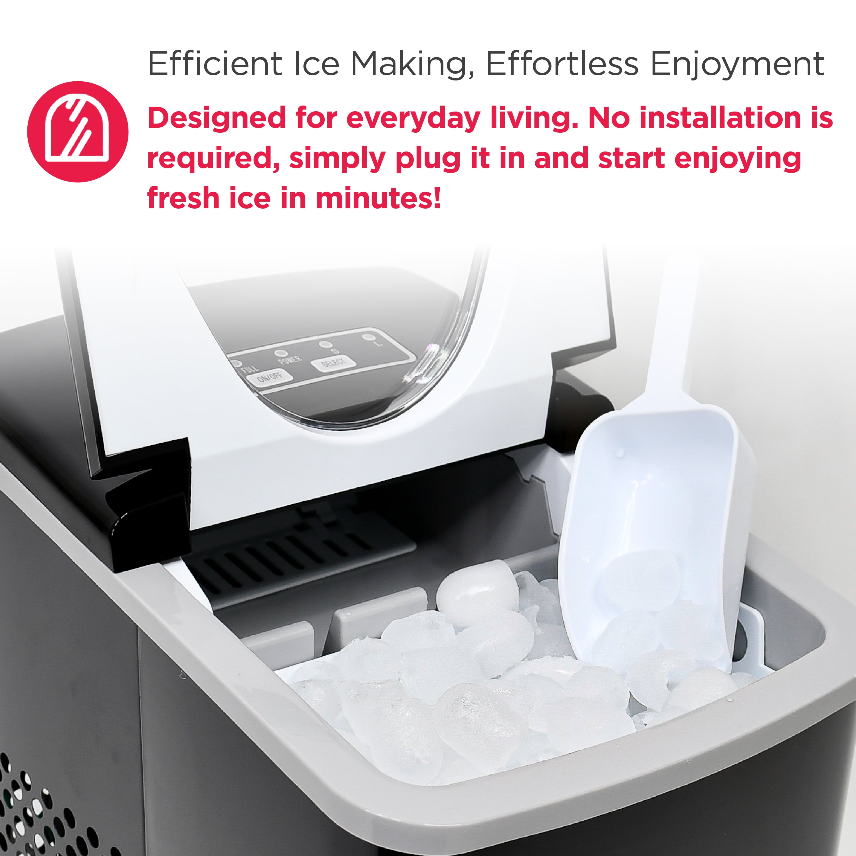 Frigidaire 26 lb. Bullet Ice Maker, Countertop Ice Machine with LED Control Panel, Black Stainless Steel