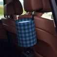 thumbnail image 5 of Kdxio Blue Black Plaid Car Trash Can Garbage Car Accessories Trash Can Car Waste Bin for for Driver and Passenger Any Vehicle, 5 of 7