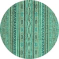 thumbnail image 1 of Ahgly Company Indoor Round Abstract Turquoise Blue Modern Area Rugs, 7' Round, 1 of 4