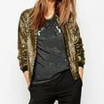 thumbnail image 4 of XFLWAM Womens Bomber Jacket Sparkly Sequin Fitted Zip up Front Blazer Long Sleeve Casual Glitter Fall Winter Cute Outwear Gold S, 4 of 8