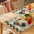 thumbnail image 4 of Vintage Rooster Placemats Set of 6 Retro Plaid Animals Watercolor Place Mats Indoor Wipeable Table Mats Washable Cloth Dining Table Placemats for Kitchen Holiday Party Home Decor 13x19 Inch, 4 of 9