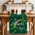 thumbnail image 4 of St. Patrick's Day Cotton Linen Table Runner for Dining Kitchen, Green Shamrock Rainbow Gold Coin Simple Wedding Outdoor Party Tablerunners, Dresser Scarf Coffee Tablecloth Runners 13x120 Inches, 4 of 9