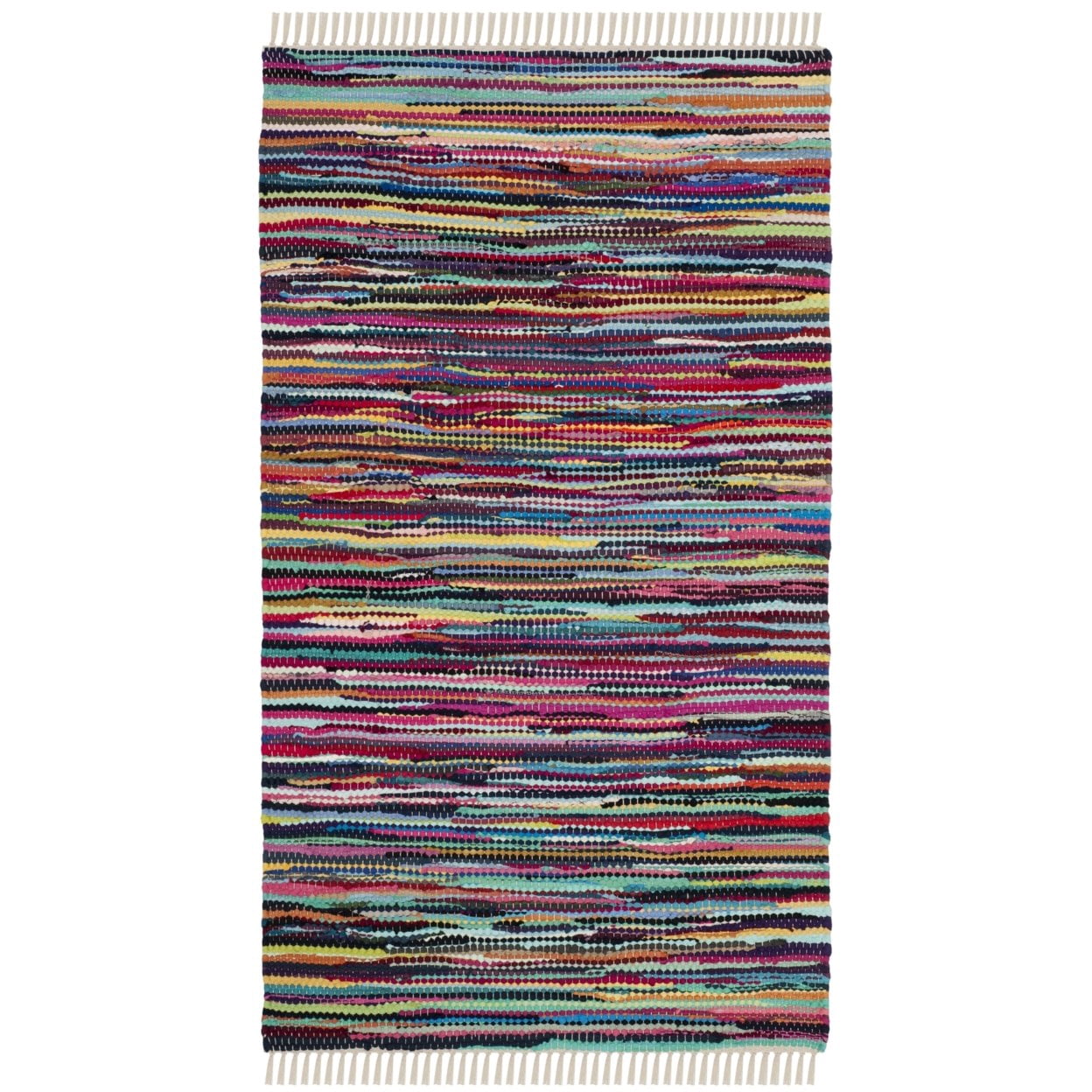 SAFAVIEH Rag Dania Striped Cotton Runner Rug, Multi, 2'3" x 11'