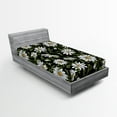 thumbnail image 2 of Ambesonne Daisy Fitted Sheet, Art Realist Chamomile Pattern, Twin XL Size, Off White Fern Green, 2 of 5