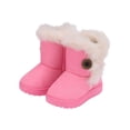 thumbnail image 5 of MAWCLOS Kids Winter Boot Mid Calf Warm Ankle Booties Plush Collar Fuzzy Snow Boots Button Travel Bootie Pink 7.5toddlers, 5 of 5