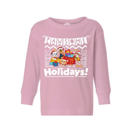 

Paw Patrol Christmas Pattern Gift Bag Long Sleeve Toddler T-shirts - 3T 4T 5T - Pawsome Holidays Xmas for Boys for Girls Paw Patrol Tee