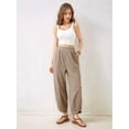 thumbnail image 4 of Womens Baggy Wide Leg Pants Casual Elastic Waisted Palazzo Harem Pants with Pockets Khaki XXL, 4 of 10