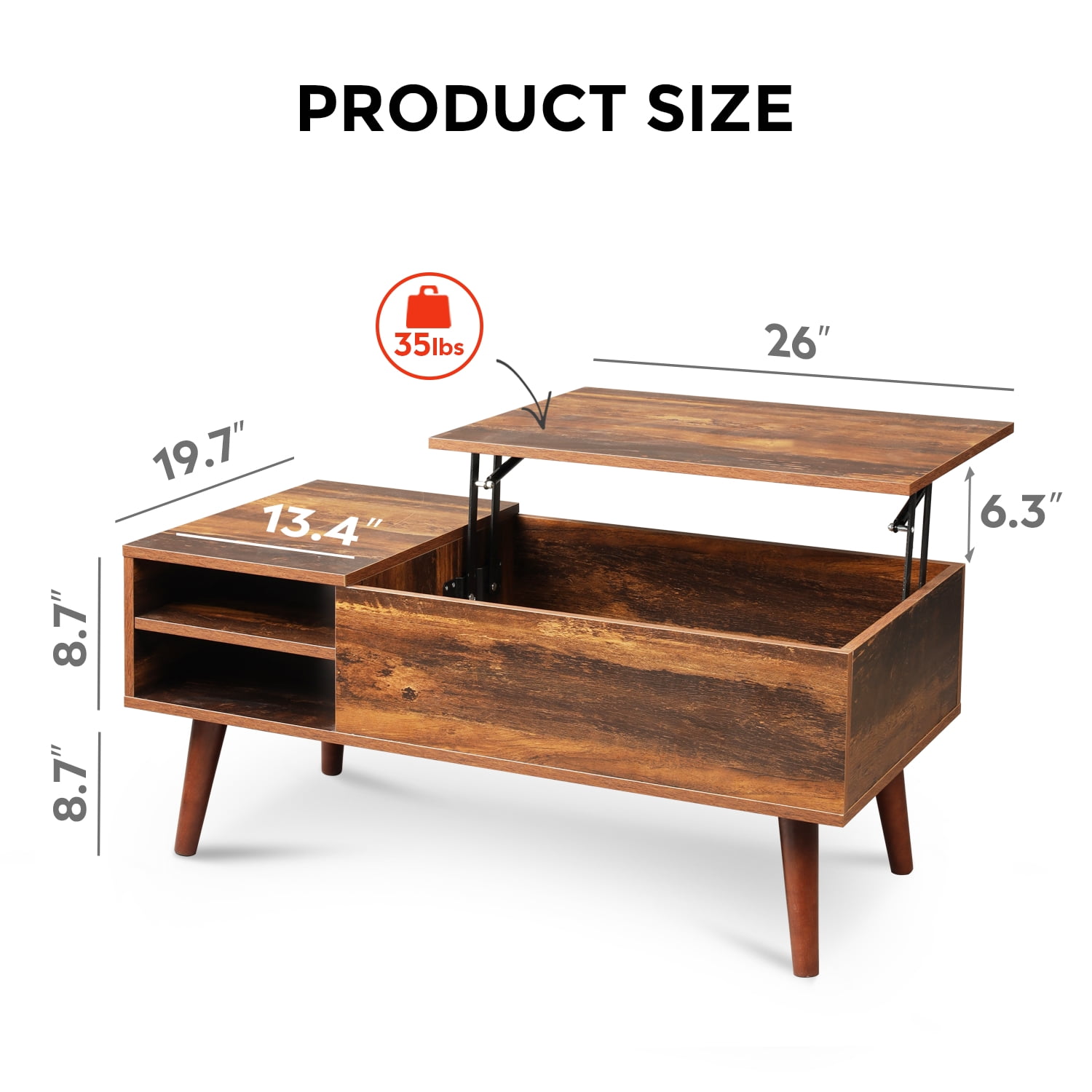 Kadyn Wood Lift Top Coffee Table with Hidden Compartment and Adjustable Storage Rack, Living Room Table for Home, Office, Country Oak Kadyn Wood Lift Top Coffee Table with Hidden Compartment and Adjustable Storage Rack, Living Room Table for Home, Office, Country Oak