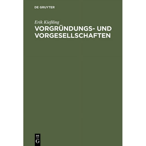 VorgrÃ¼ndungs- und Vorgesellschaften, (Hardcover)