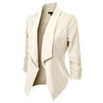 thumbnail image 3 of MixMatchy Women's Casual Work Solid Open Front 3/4 Sleeve Blazer Jacket with Plus Size, 3 of 4
