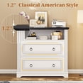 thumbnail image 6 of 2 Drawer File Cabinet, Farmhouse Filing Cabinet for Home Office Fits Letter, Legal, A4 Size, Wood Lateral File Cabinet with Printer Stand, Storage Shelf, White, 6 of 7