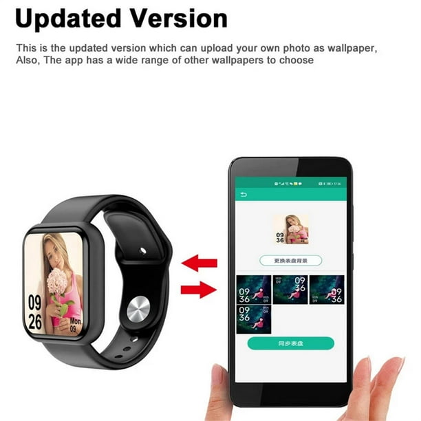 Alician Men Women D20 Pro Bluetooth Compatible Smart Watch Y68 Blood Pressure Heart Rate Monitor Sports Tracker Compatible For Xiaomi Huawei Black