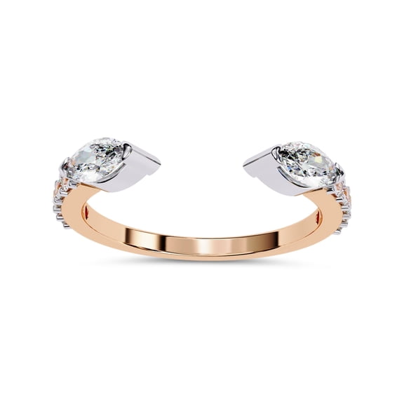 AFFY Toi Et Moi Ring, Marquise and Round Cut Lab Created Moissanite Engagement Rings for Women in 10K Solid Rose Gold Size-10