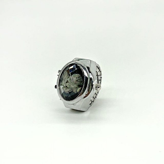 Reloj de anillo con gemas y flores para ver la hora, reloj de dedo con temperamento retro para mujer