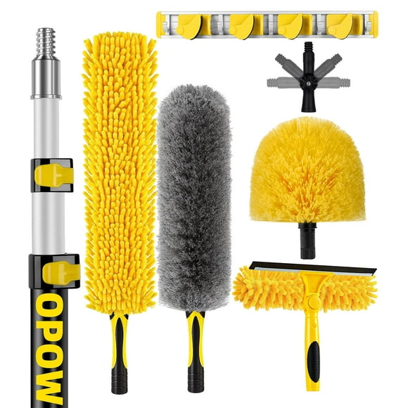 Kits de Dépoussiéreurs de Plafond de 20 Pieds avec Perche d'Extension Robuste de 5-12 Pieds, Dépoussiéreur à Haute Portée pour Nettoyage, Dépoussiéreur à Plumes en Microfibre, Dépoussiéreur en Toile d'Araignée, Ventilateur de Plafond, Fenêtre
