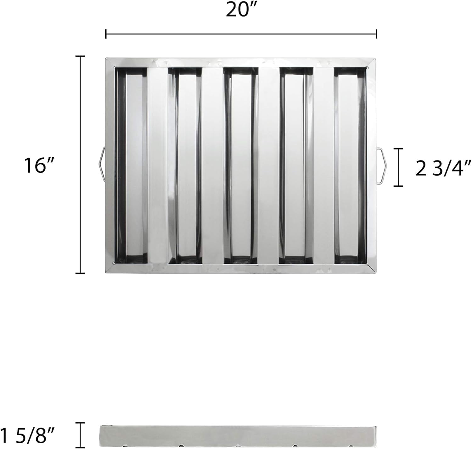 TrueCraftware- 20" W x 16" H Stainless Steel Commercial Kitchen Hood Filter - Restaurant Hood Filters Range Hood Filter Range Hood Baffle Grease Filter for Restaurant Kitchen Exhaust Hoods