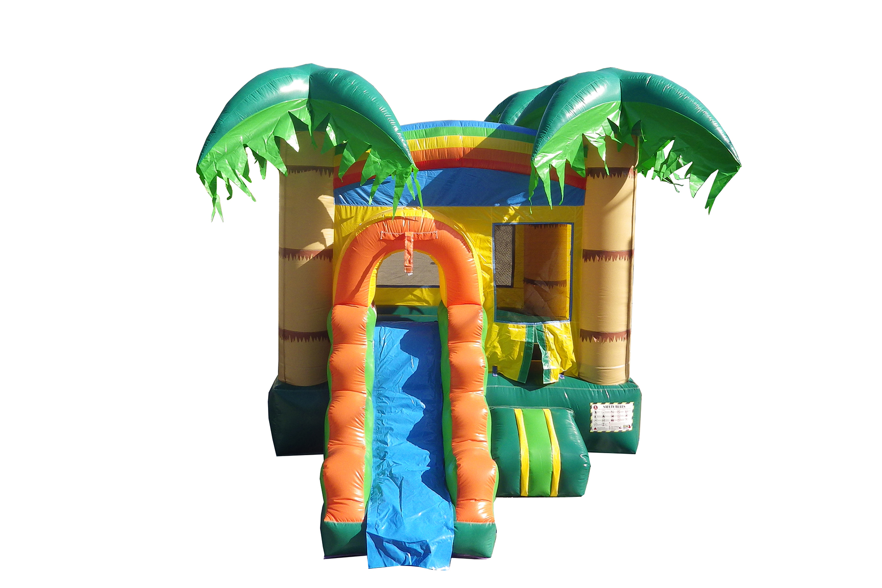 HeroKiddo Tropical Breeze Inflatable Bounce House with Slide, Wet & Dry Combo, Basketball Hoop, Indoor/Outdoor