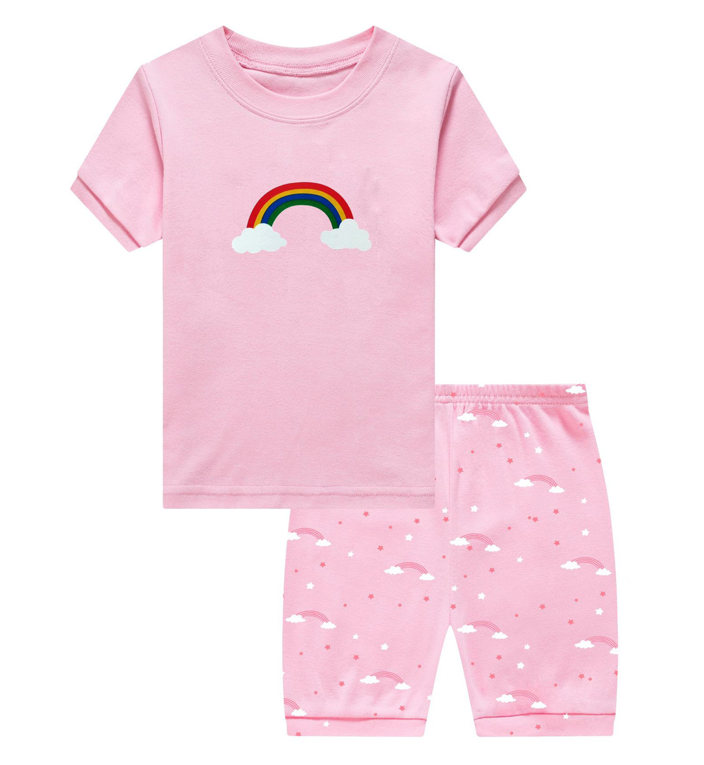 Aolyty Girls Pajamas Set 100 Cotton Summer Pjs Short Pajama Sets 7T