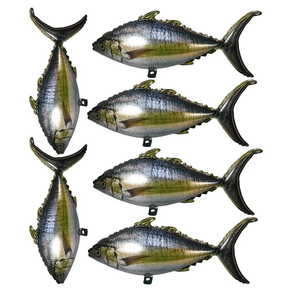 10 globos inflables de peces: papel de aluminio con diseño realista de atún en 3D. Decoraciones para fiestas de cumpleaños con temática de pesca. Artículos para fiestas de verano en la piscina.