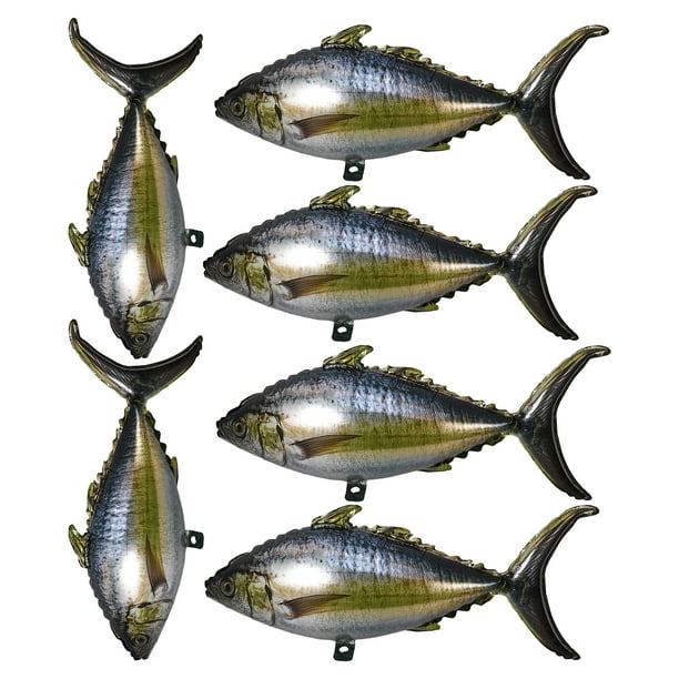 10 globos inflables de peces: papel de aluminio con diseño realista de atún en 3D. Decoraciones para fiestas de cumpleaños con temática de pesca. Artículos para fiestas de verano en la piscina.