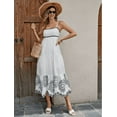 thumbnail image 2 of Women's Cotton Embroidered Midi Dress - Classic Black And White A-Line Sundress With Contrast Trim, Perfect For Vacation, 2 of 5