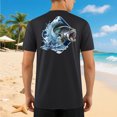 thumbnail image 2 of FINALGANG Mens Casual Print Fishing T Shirt Short Sleeve Crewneck Quick Dry Performance Athletic Tee For Beach Summer Daily Wear Black XL, 2 of 3