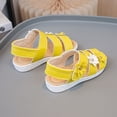 thumbnail image 6 of kpoplk Girls Sandals Cute Open Toe Summer Flat Sandals Dress Shoes Lightweight Beach Holiday(Yellow,9), 6 of 8
