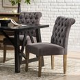 thumbnail image 2 of GDF Studio Emerson Contemporary Tufted Rolltop Dining Chairs, Set of 2, Dark Gray Fabric and Matte Black, 2 of 8