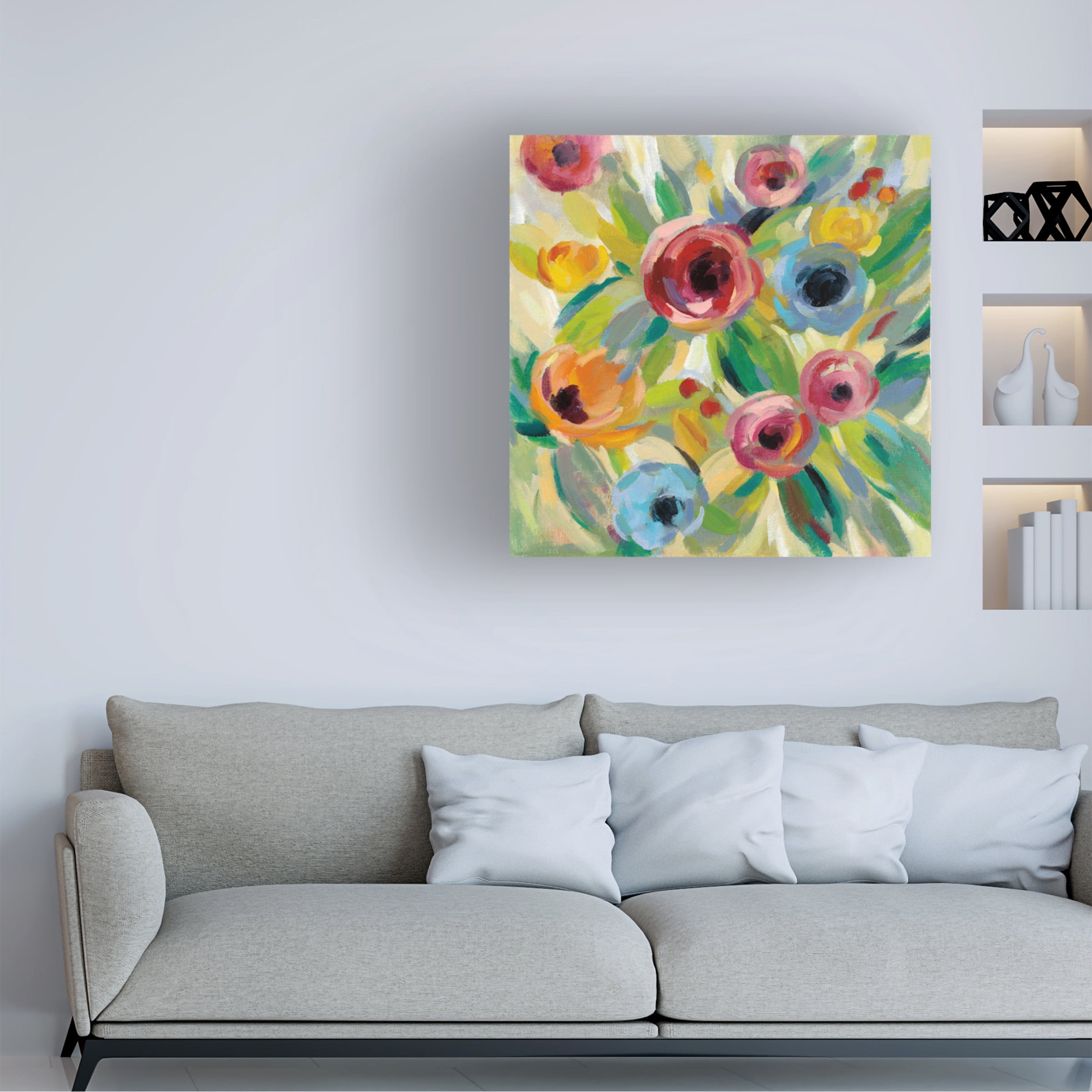 Silvia Vassileva 'Vivid Coral Floral II' Canvas Art