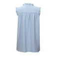 thumbnail image 6 of Luxtrada Sleeveless Women Tops Dressy Casual Smocked Flowy Button Up Tanks T-Shirt Shirts Turtleneck Solid Color Ruffle Plus Size Tunics Top for Women Summer Blouse (Blue,M), 6 of 6