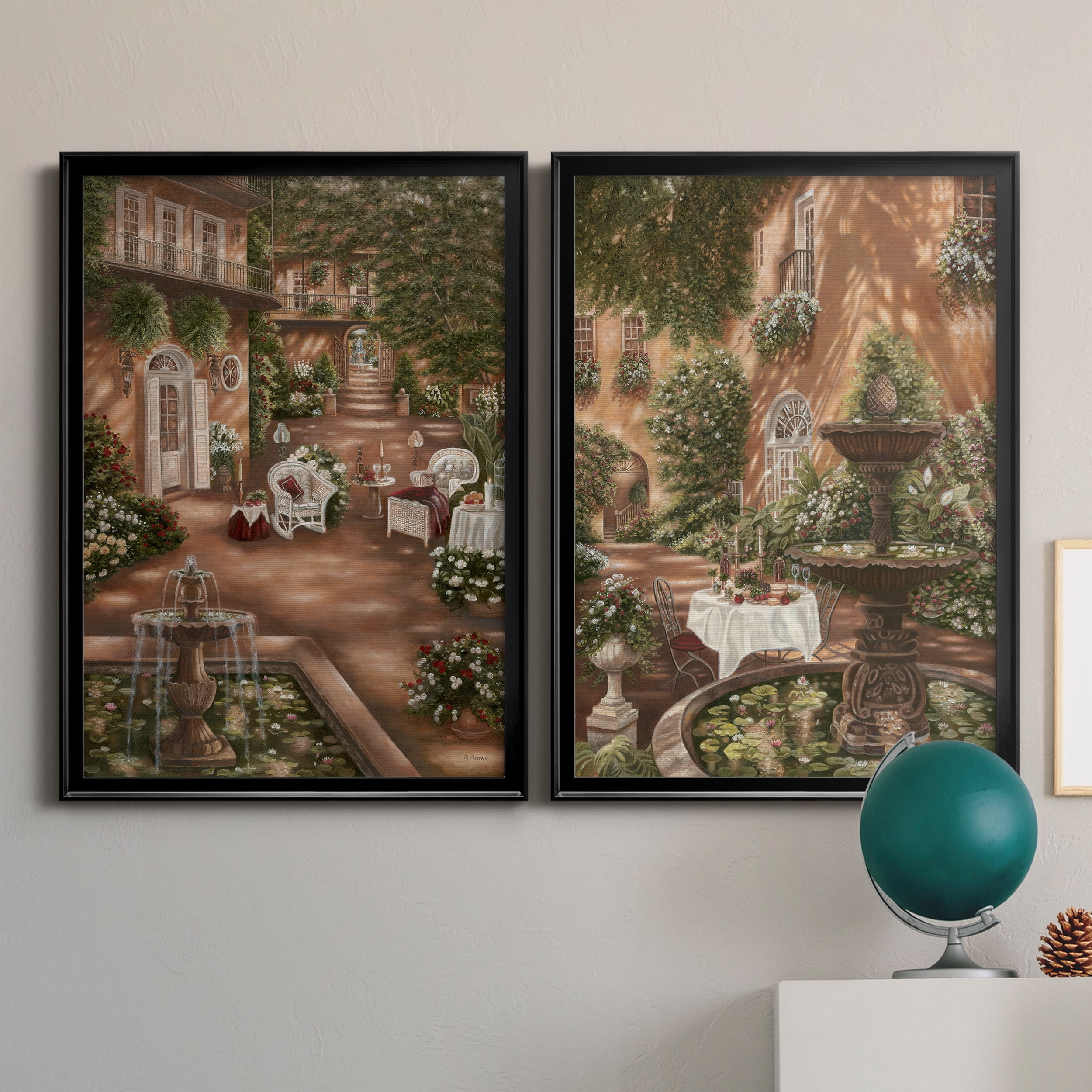 2 Piece Set Evening Cocktails I Premium Framed Canvas - Ready to Hang - 26.5 x 36.5 Each - Black Frame